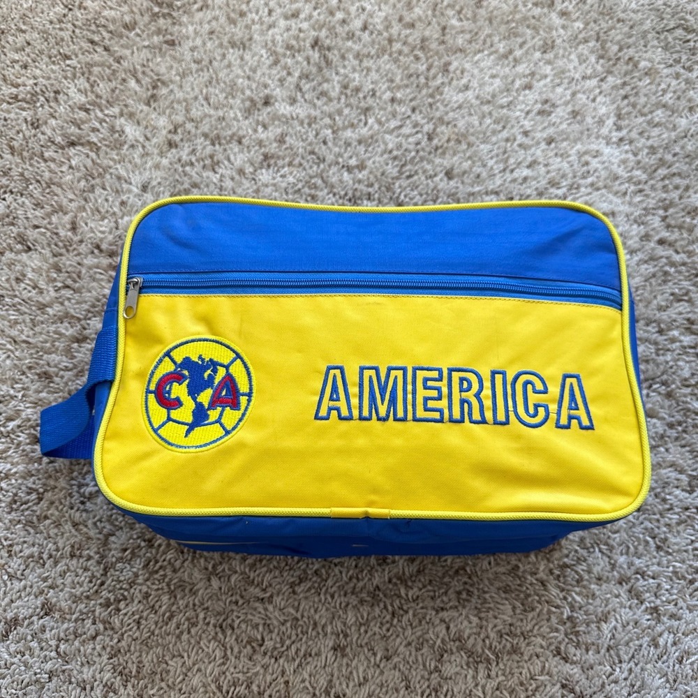 Vintage Club America Soccer Duffel Bag Blue Yellow Embroidered CA Crest Travel